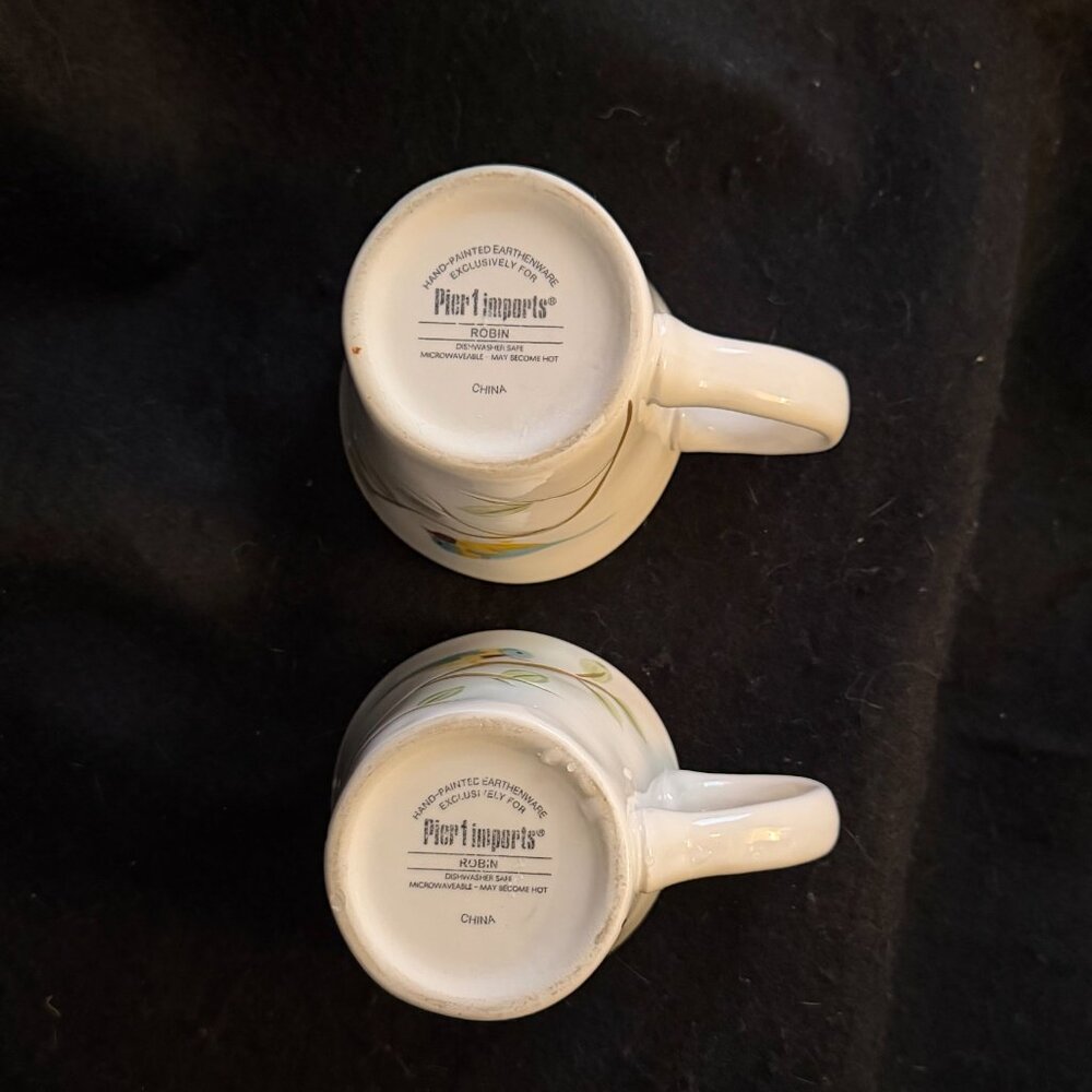 2 - Pier 1 Imports Hand Painted ‘Robin Bird’ Mugs - Picture 6 of 7